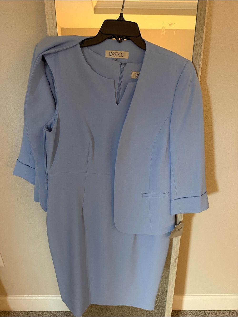 Kasper Powder Blue Women's Sheath Dress with Cropped Jacket